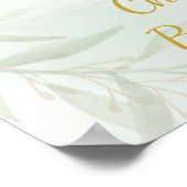 月の緑の上の金ゴールド赤ちゃんシャワー歓迎ポー ポスター (角)