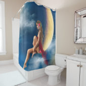 月の美しい女性の夜の妖精 シャワーカーテン (インサイチュ)
