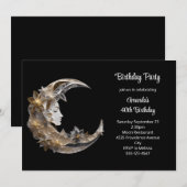 月の美しい顔の誕生日 招待状 (正面/裏面)