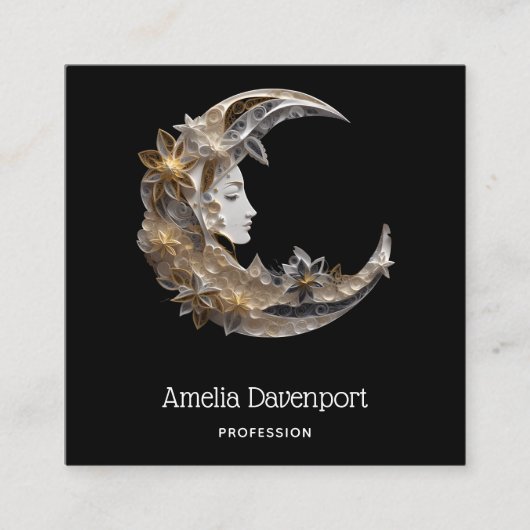 月の美しい顔 スクエア名刺 (正面)