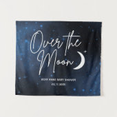 月の背景の名前の上に日付ベビーシャワー タペストリー (正面(横))