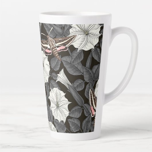 月の花とスフィンクスの蛾2 カフェラテマグ (右)