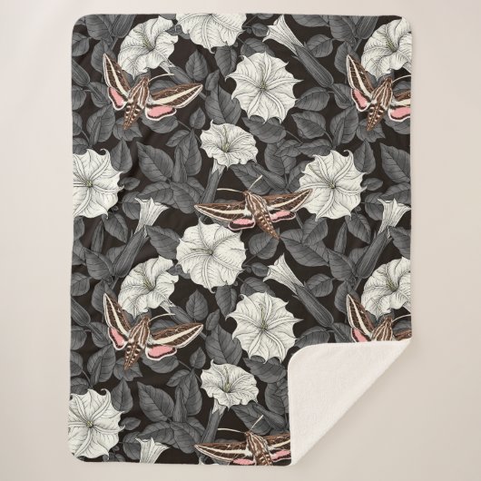 月の花とスフィンクスの蛾2 シェルパブランケット (正面)