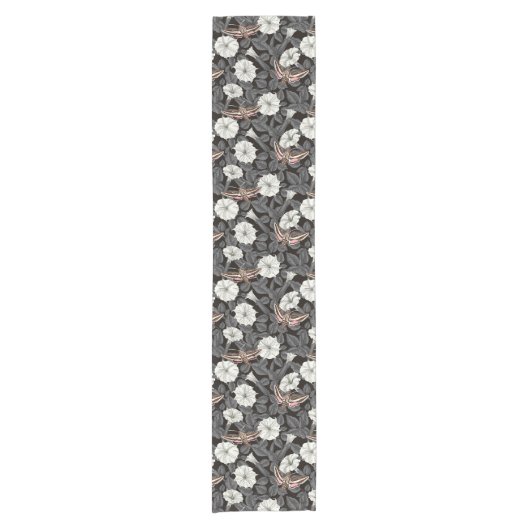 月の花とスフィンクスの蛾2 ショートテーブルランナー (正面)