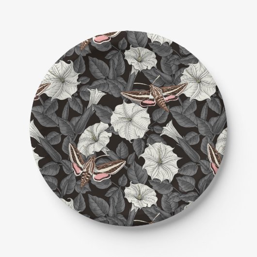 月の花とスフィンクスの蛾2 ペーパープレート (正面)