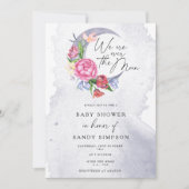 月の花の上に赤ちゃんシャワー 招待状 (正面)