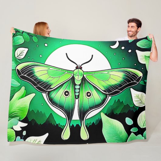 月の蛾の夜 フリースブランケット (インサイチュ)