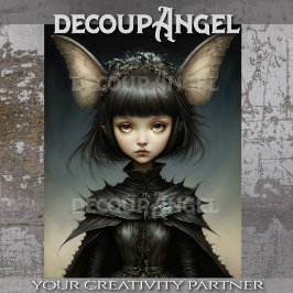 月の蝶の乙女のデコパージュ 薄葉紙