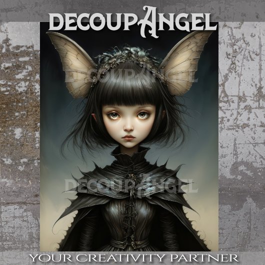 月の蝶の乙女のデコパージュ 薄葉紙