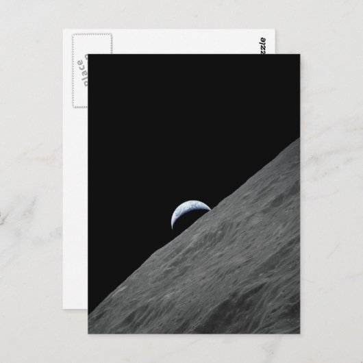 月の表面から昇る三日月 ポストカード (正面/裏面)