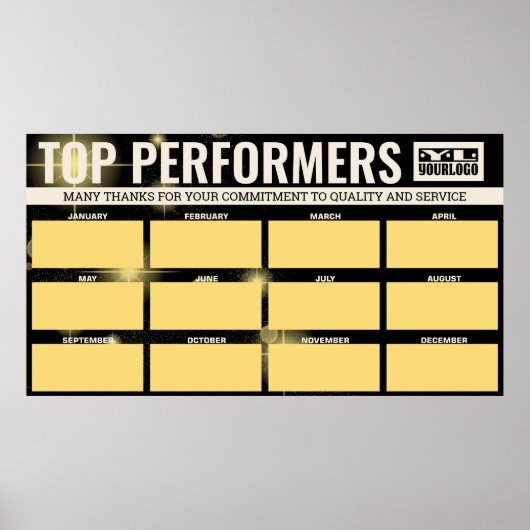 月の複数の従業員の写真の表示投稿 ポスター (正面)