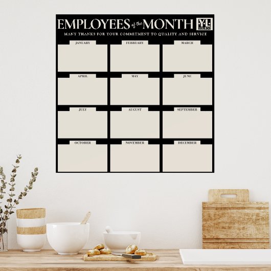 月の複数の従業員の写真の表示投稿 ポスター (キッチン)