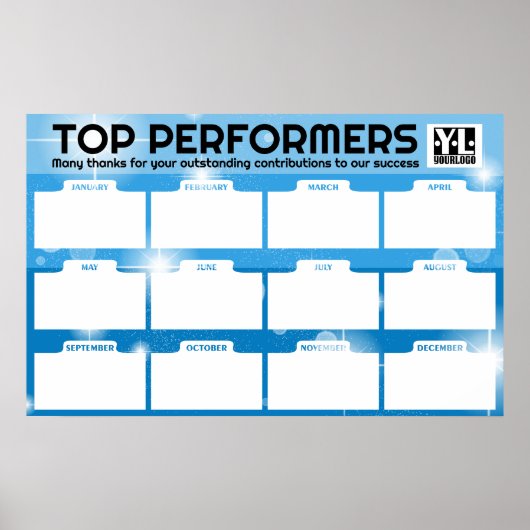 月の複数の従業員の写真の表示投稿 ポスター (正面)