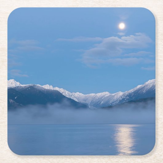 月の設定 |シーベック（ワシントン州） スクエアペーパーコースター (正面)