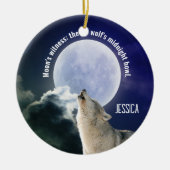 月の証人:狼の真夜中の吠えカスタマイズ声 セラミックオーナメント (正面)