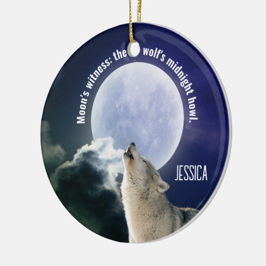 月の証人:狼の真夜中の吠えカスタマイズ声 セラミックオーナメント (左)