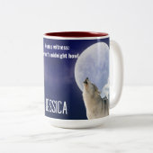 月の証人:狼の真夜中の吠えカスタマイズ声 ツートーンマグカップ (正面右)
