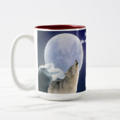 月の証人:狼の真夜中の吠えカスタマイズ声 ツートーンマグカップ (左)