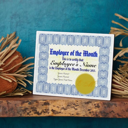 月の証明書の使用人 フォトプラーク (側面)