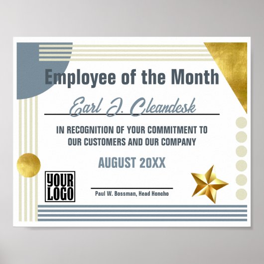 月の証明書の従業員またはダウンロード ポスター (正面)