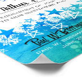 月の証明書の青い緑の星の従業員 ポスター (角)