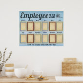 月の認識表示の写真の従業員 ポスター (キッチン)