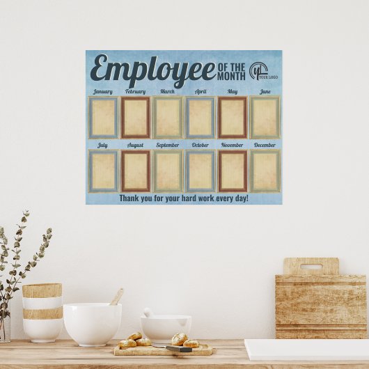 月の認識表示の写真の従業員 ポスター (キッチン)