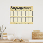 月の認識表示の写真従業員 ポスター (キッチン)