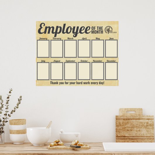 月の認識表示の写真従業員 ポスター (キッチン)