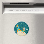 月の誕生日パーティーの宇宙飛行士の子ども マグネット (インサイチュ (食洗機))