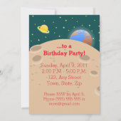 月の誕生日パーティーの宇宙飛行士の子ども 招待状 (裏面)