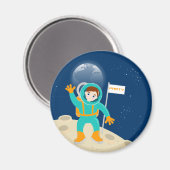 月の誕生日パーティーの宇宙飛行士の子供 マグネット (正面/裏面)