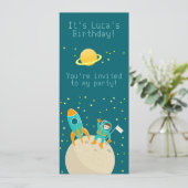 月の誕生日パーティーの宇宙飛行士の子供 招待状 (スタンド正面)