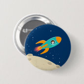 月の誕生日パーティーの宇宙飛行士の子供 缶バッジ (正面&裏面)