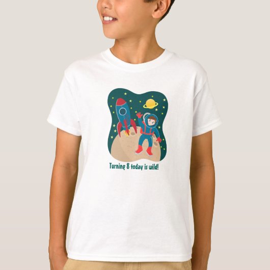 月の誕生日パーティーの宇宙飛行士の子供 Tシャツ (正面)
