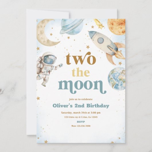 月の誕生日パーティーへの招待 招待状 (正面)