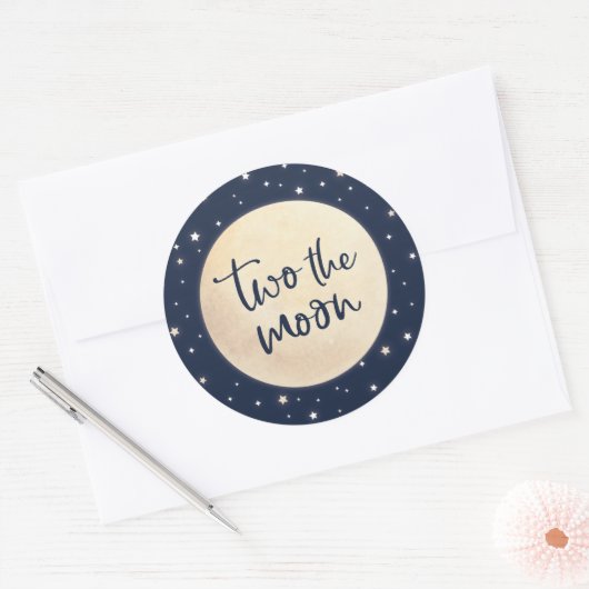 月の誕生日会スティッカー2人が好意を表す ラウンドシール (封筒)