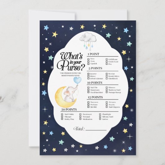 月の象の上であなたの財布のゲームの中にあるものを 招待状 (正面)