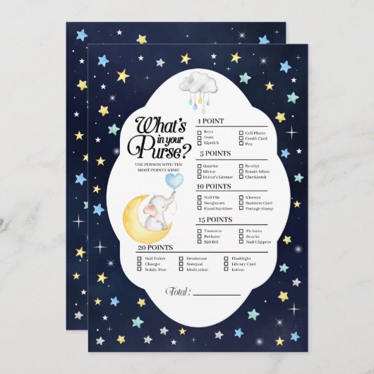 月の象の上であなたの財布のゲームの中にあるものを 招待状 (正面/裏面)