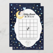 月の象の赤ちゃんシャワービンゴゲームの上 招待状 (正面/裏面)