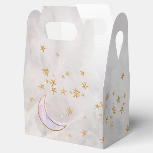 月の贈り物の上に輝く小さな星のお願い箱 フェイバーボックス (オープン)