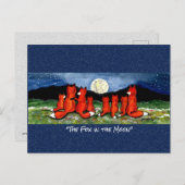 月の赤い狐の幻想的な水彩ポストカード ポストカード (正面/裏面)