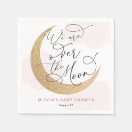 月の赤ちゃんシャワーでピンク スタンダードカクテルナプキン