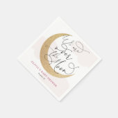 月の赤ちゃんシャワーでピンク スタンダードカクテルナプキン (角)