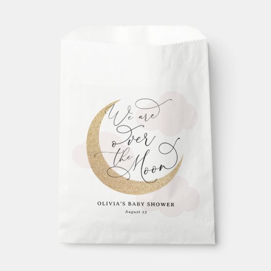 月の赤ちゃんシャワーでピンク フェイバーバッグ (正面)