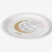 月の赤ちゃんシャワーでピンク ペーパープレート (アングル)