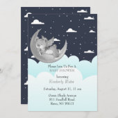 月の赤ちゃんシャワーで寝る 招待状 (正面/裏面)