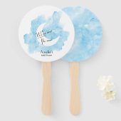 月の赤ちゃんシャワーで水色を洗う ハンドファン (正面&裏面)