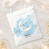 月の赤ちゃんシャワーで水色を洗う フェイバーバッグ (クリップ留めされた状態)