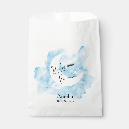 月の赤ちゃんシャワーで水色を洗う フェイバーバッグ (正面)